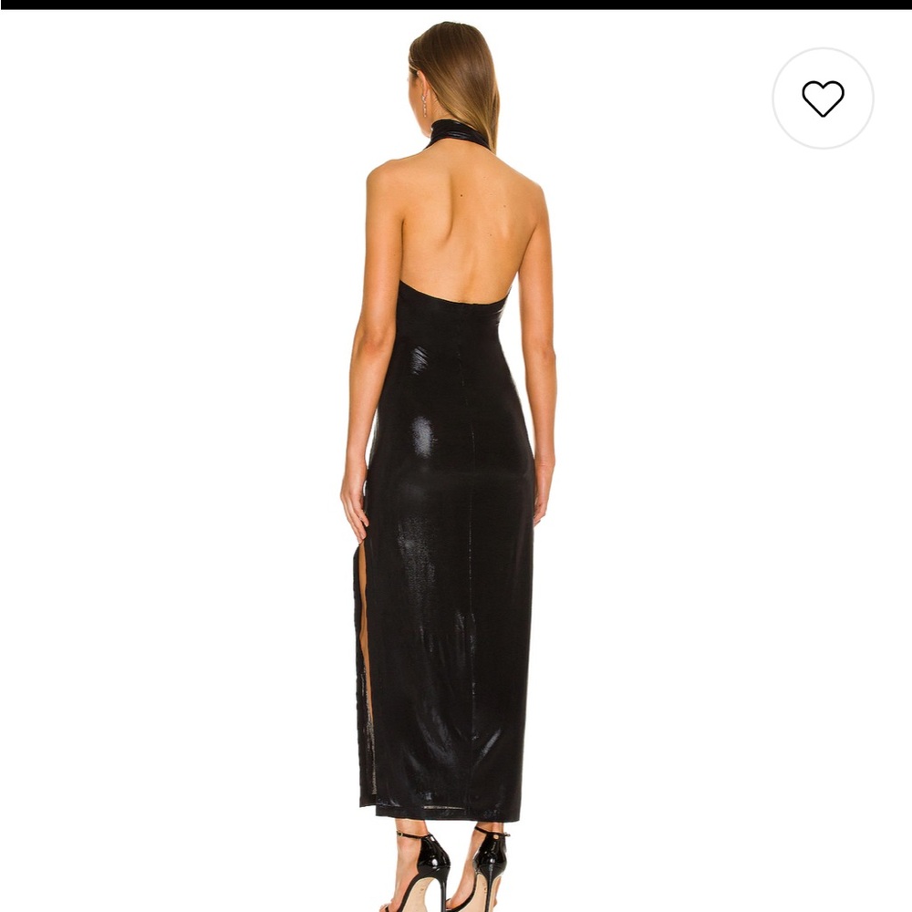 Norma Kamali Halter Turtle Side Slit Gown in Black - Picture 2 of 4